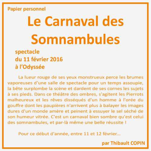 Le Carnaval des Somnambules par Thibault Copin