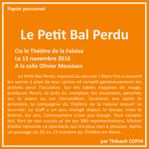 Le Petit Bal Perdu par Thibault Copin